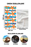 Modern Desenli Plaj Deniz Havlusu Peştemal 80x160 CM Aqua82