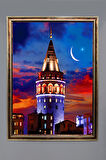 Galata Kulesi Desenli Çerçeveli Duvar Tablosu 50x70cm PTL10
