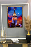 Galata Kulesi Desenli Çerçeveli Duvar Tablosu 50x70cm PTL10