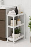 Flex Elite Pro 3 Katlı Beyaz Tekerlekli Çok Amaçlı Raf Ünitesi – Banyo, Mutfak & Organizer - S-75