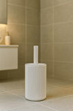 Lines Serisi Beyaz Banyo Seti, 2 Parça Akrilik Silindir 5 Litre Çöp Kovası ve Tuvalet Fırçası Takımı