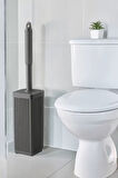 Lines Serisi Gri Banyo Seti, 5 Parça Akrilik Kare 5 Litre Çöp Kovası, Sabunluk, Fırçalık Takımı 3462