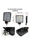16 Led Off Road Kare Çalışma Lambası Sis Lambası Projektör Gündüz Farı 48 Watt