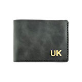 İsme Özel Yatay Klasik Cüzdan -  %100 Rainbow Deri - Antrasit