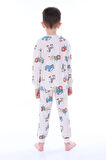 Sevimli Animal (Aslan-Zebra-Fil) Desenli %100 Pamuk Çocuk Pijama Takımı