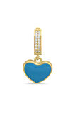 Kalp Model Lacivert Mineli Altın Kolye Ucu