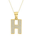 Minimal Altın Taşlı H Harfi Kolye