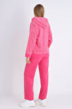 Kadın Pembe Fermuarlı Cepli Uzun Kollu Pamuklu Alt Üst Takım