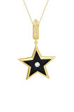 Siyah Mineli Altın Yıldız Kolye