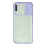 Samsung Galaxy A11 Kılıf Palm Buzlu Kamera Sürgülü Silikon - Lila