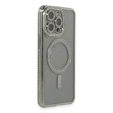 İphone 15 Pro Kılıf Joke Simli Magneticsafe Kılıf - Gri