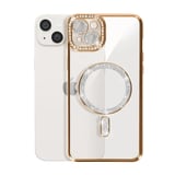 İphone 14 Kılıf Joke Simli Magneticsafe Kılıf - Gold