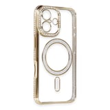 İphone 16 Kılıf Joke Simli Magneticsafe Kılıf - Gold