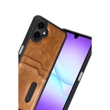 Samsung Uyumlu Galaxy A07 4g Sara Kartvizitli Deri Kılıf - Taba