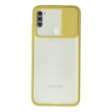 Samsung Galaxy A11 Kılıf Palm Buzlu Kamera Sürgülü Silikon - Sarı