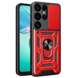 Samsung Uyumlu Galaxy S26 Ultra Pars Lens Yüzüklü Silikon - Kırmızı