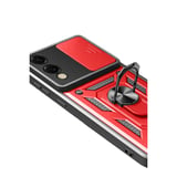 Samsung Uyumlu Galaxy S25 Edge Pars Lens Yüzüklü Silikon - Kırmızı