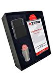 Zippo Çakmak Mat Siyah Hediyelik Kutu Benzin Taş Set du10sy