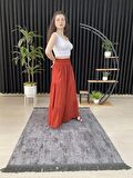 ESPOİRPLUS KADIN KİRİMİT RENK BÜZGÜLÜ LİKRALI DOKUMA PANTOLON ETEK