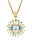 Mavi Göz Altın Nazar Kolye