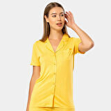 Puanlı Kısa Kol Pijama Takım 3291/Sarı