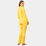 Puanlı Uzun Kol Pijama Takımı 3363/Sarı
