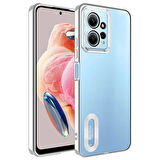 Redmi Note 12 4G Uyumlu Kenarları Parlak ve Logo Detaylı Şık Esnek Silikon Kapak RCV/Omega