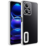 Redmi Note 12 5G Uyumlu Kenarları Parlak ve Logo Detaylı Şık Esnek Silikon Kapak RCV/Omega
