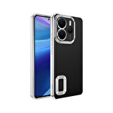 Redmi Note 14 4G  Uyumlu Kenarları Parlak ve Logo Detaylı Şık Esnek Silikon Kapak RCV/Omega