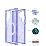 iPhone 14 Kılıf Şeffaf Simli ve Magsafe Özellikli Şık Dazzle Premium Sert Silikon Kapak