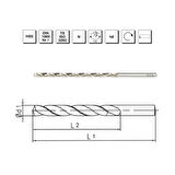 MTE Makina Takım 2.5 mm HSS DIN 1869 -1 Silindirik Saplı Çok Uzun Matkap Ucu N Tipi - B00007500250