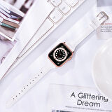 Megafox Apple Watch Seri 2/3/4/5/6/7/8/Se/Ultra Deri Strap Kordon Metal Klipsli 42-44-45-49Mm Uyumlu