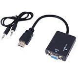 Hdmi To Vga Ses Destekli Monitör Dönüştürücü Kablo Çevirici Adaptör