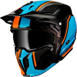 Mt Streetfıghter Sv Twın A4 Çene Çıkartılabilir Kask Fluor Mavi Turuncu MEDIUM