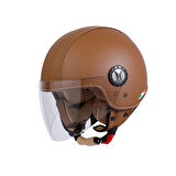 Sway 701 Yarım Yazlık Kask Deri Kaplı Kahverengi X-LARGE