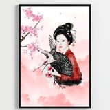 Besay Uzak Doğu Esintisi | Salon Ve Ofis Duvar Dekorasyonu | Japon Kültürü Pop Art Kadın Posteri | 3'Lü Set A3 Çerçevesiz