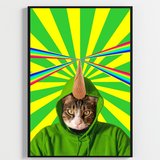 Besay Kozmik Kediler | Renkli Ev Duvar Dekorasyonu | Gökkuşağı Lazerli Ve Dondurmalı Komik Kedi Posteri | 3'Lü Set A4 Çerçevesi