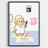 Besay Taraklı Köpek | Eğlenceli Banyo ve Tuvalet Duvar Dekorasyonu | Bornozlu ve Havlulu Komik Hayvan Poster Tablo | A4 Tekli Ç