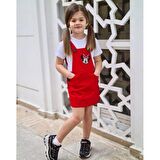 MODAVALS GABARDİN KARDEŞ KOMBİN MINNIE SLOPET & TSHIRT KOMBİN - KIRMIZI