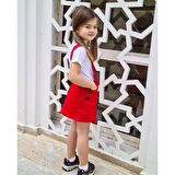 MODAVALS GABARDİN KARDEŞ KOMBİN MINNIE SLOPET & TSHIRT KOMBİN - KIRMIZI