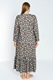 desenli uzun kollu düğmeli cepli kadın büyük beden pamuklu elbise
