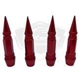 Sivri Sibop Kapağı Mermi Sibop Kapağı Araba Motosiklet Bisiklet Metal 4 lü Set Kırmızı