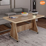Eliusta Tekerlekli Mdf Masa %100 Mdf Bahçe Masası Ofis Sehpası Orta Sehpa Salon Masası Yemek Masası  