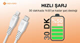 Novoo Type-C iPhone Lightning Hızlı Şarj Kablosu Beyaz 1.8 Metre