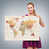 Harita Sepeti Dünya Haritası Son Derece Ayrıntılı Eğitici ve Öğretici Okyanuslu Kanvas Tablo-2531