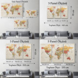 Harita Sepeti Dünya Haritası Son Derece Ayrıntılı Eğitici ve Öğretici Okyanuslu Kanvas Tablo-2531