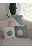 El Örgüsü 3 Adet Kırlent Yastık Kılıfı Koton Pamuk Ip 38*40cm
