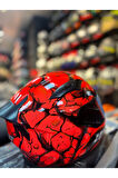 Fazer Siyah Vizör Fantastic Red Shinny Full Face Güneş Vizörlü Motosiklet Kaskı