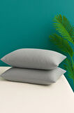 2'li Vakumlu Yastık Seti Gri Dış Kumaş 50x70 cm