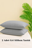 2'li Vakumlu Yastık Seti Gri Dış Kumaş 50x70 cm